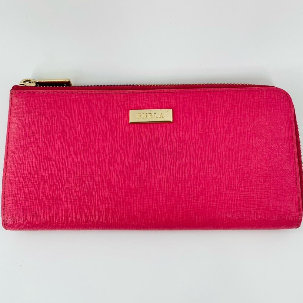 Authentic Furla Genuine Leather Accordion Wallet Bubble Gum Pink